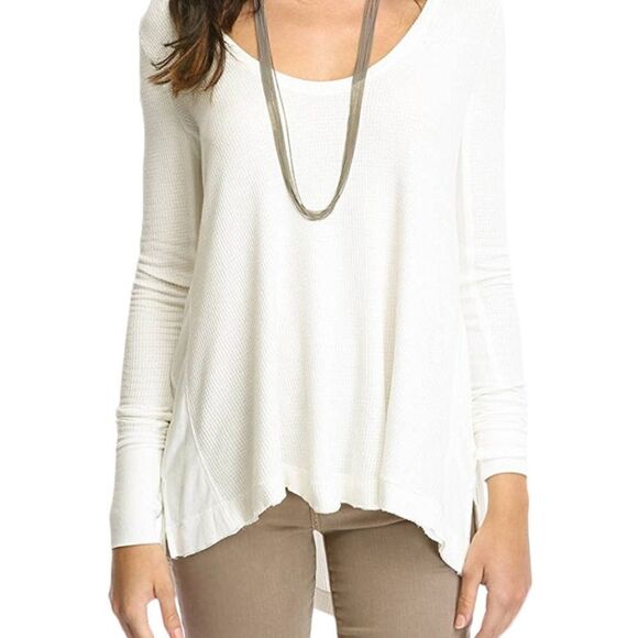 Free People Malibu Thermal Long Sleeve Tee in Ivory/Oatmeal S - Picture 2 of 11